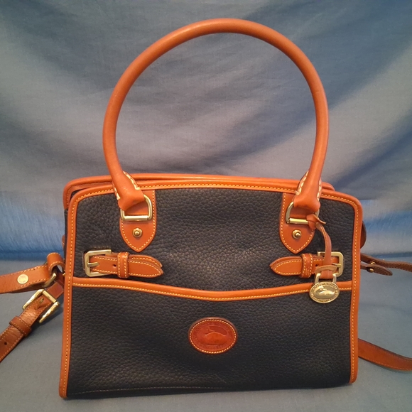 Dooney & Bourke Black and Tan Satchel with Structured Design - Picture 5 of 16